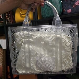 Clear Tote Bag with White Inner Pouch